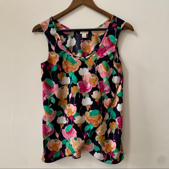 J. Crew Floral Printed Tulip Panel Tank Top - Picture 2 of 6